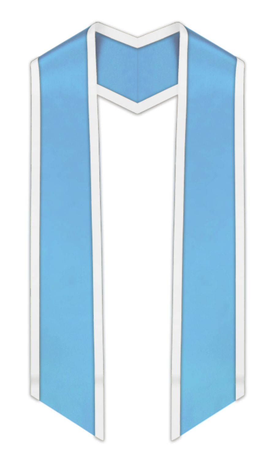 Light Blue Slanted Graduation Stole with White Trim