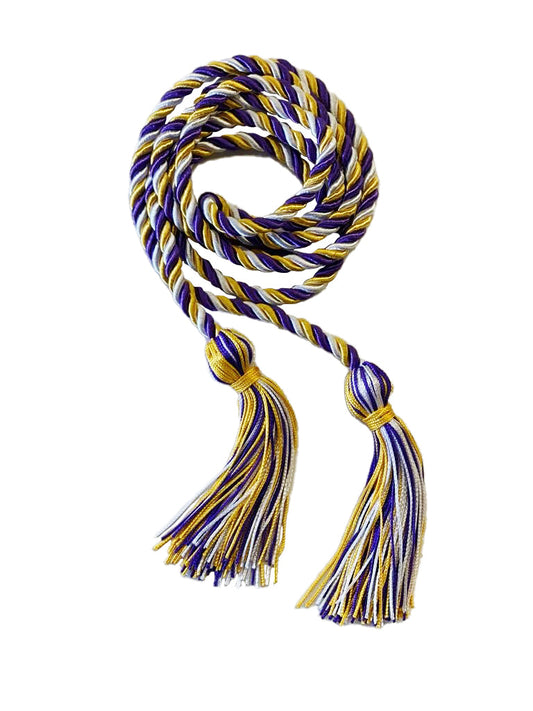 Gold, Purple and White Three Color Graduation Honor Cord - College & High School Graduation Cords