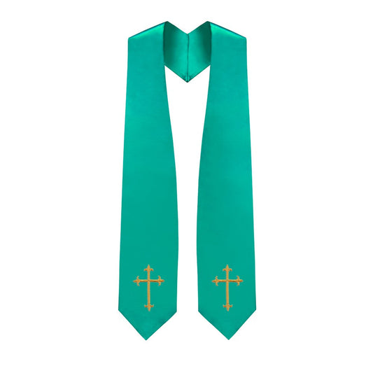 Emerald Green Choir Stole with Crosses - Stoles.com
