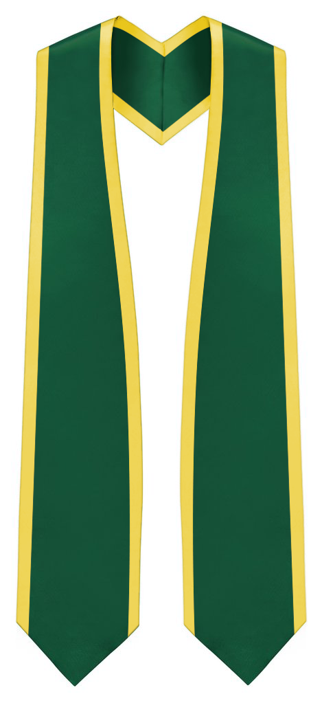 Plain Graduation Stole Pointed End With Gold Trim - 60" Long - Stoles.com