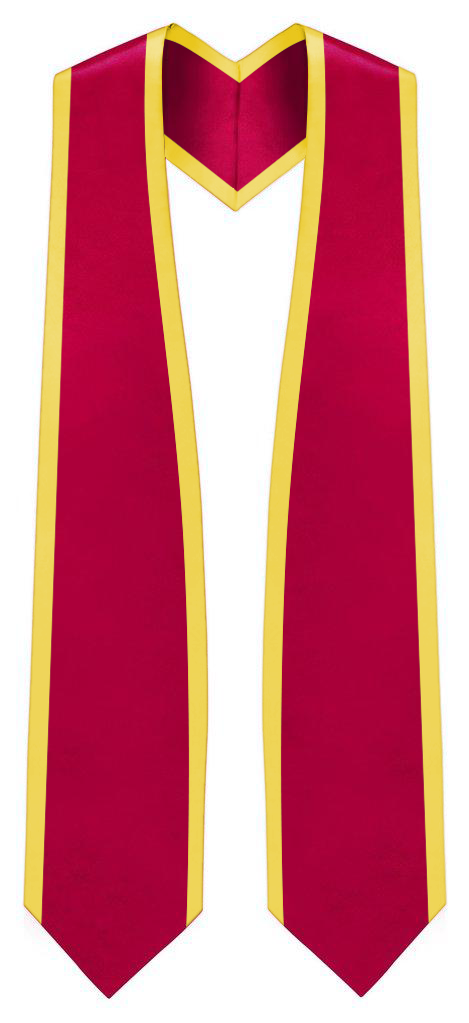 Plain Graduation Stole Pointed End With Gold Trim - 72" Long - Stoles.com