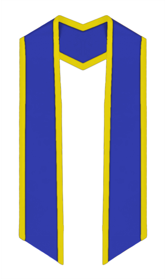 Plain Graduation Stole Slanted End With Gold Trim - 72" Long - Stoles.com