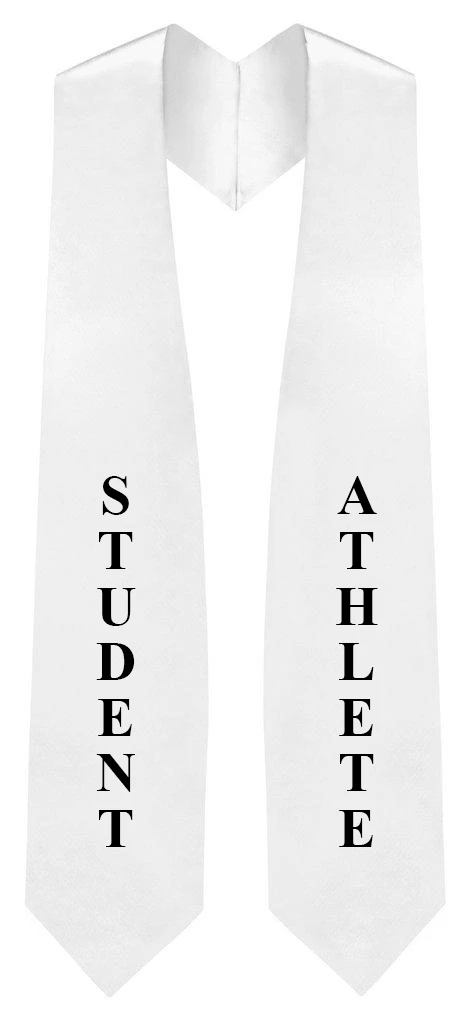 White "Student Athlete" Graduation Stole