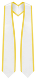 White Graduation Stole Pointed End With Trim - 60" Long - Stoles.com