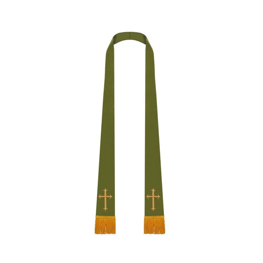 Olive Green Satin Clergy Stole - Stoles.com