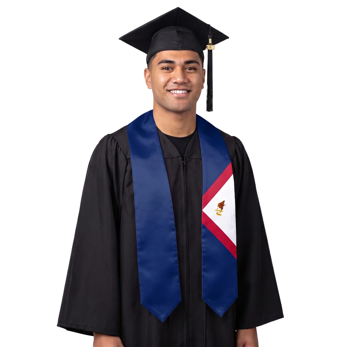 American Samoa graduation stole featuring the American Samoa flag, perfect for graduation ceremonies and cultural celebrations.
