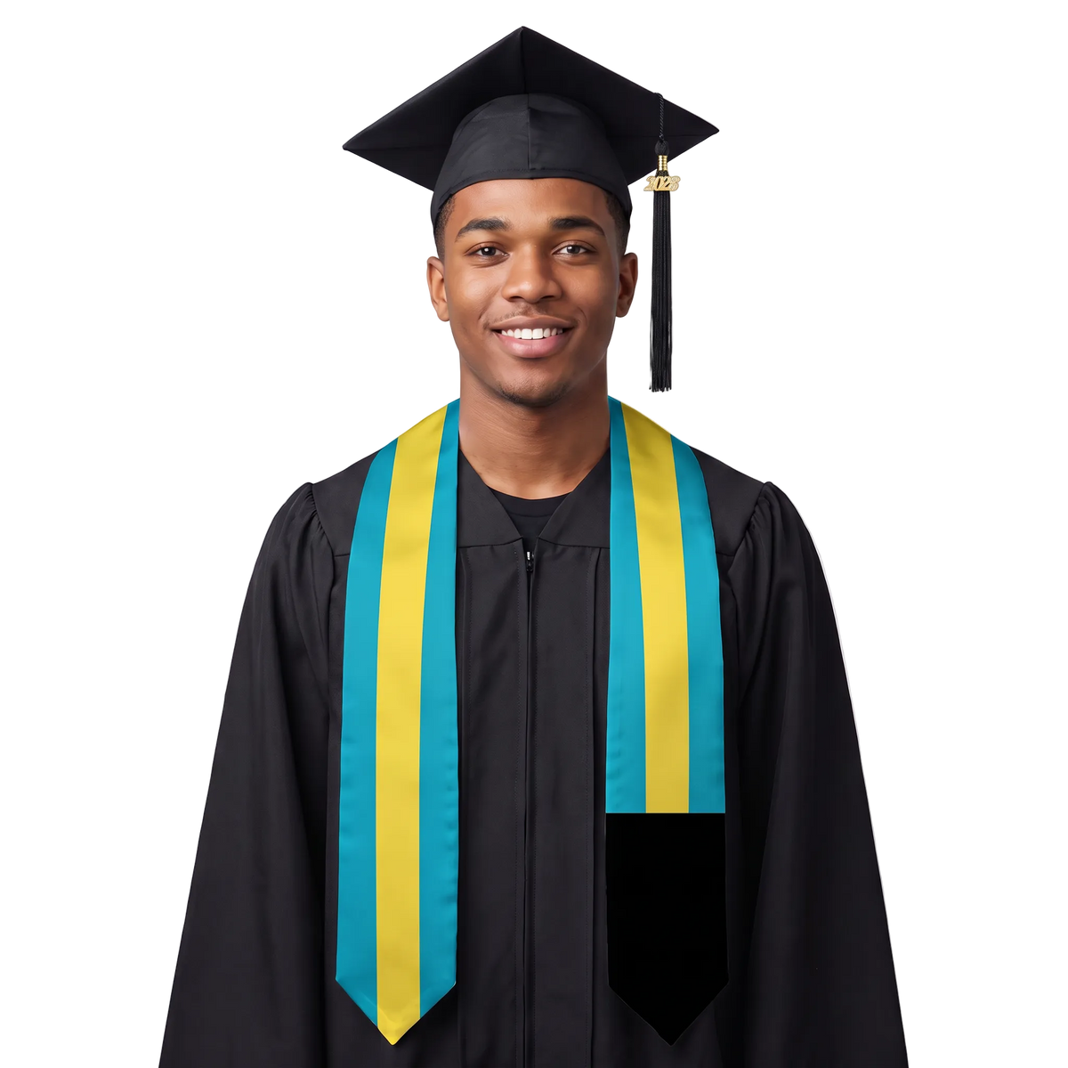 Bahamas international patch graduation stole featuring a Bahamas flag patch, perfect for graduation ceremonies and cultural celebrations.