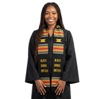 Black Grads Matter Kente graduation stole with African kente cloth pattern for graduation ceremony