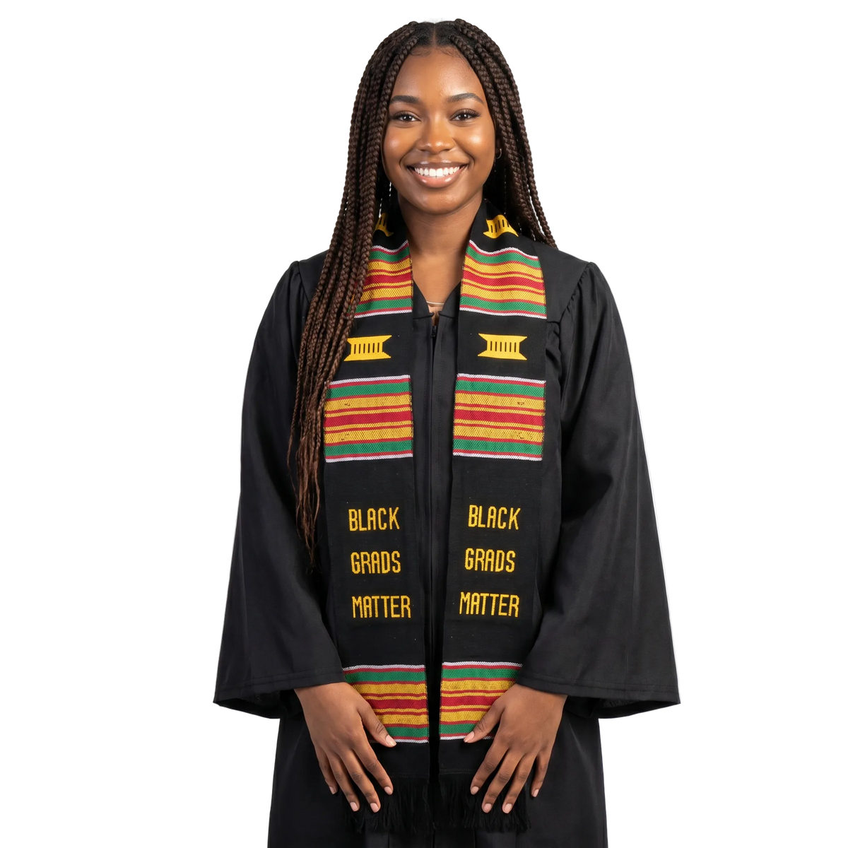 Black Grads Matter Kente graduation stole with African kente cloth pattern for graduation ceremony