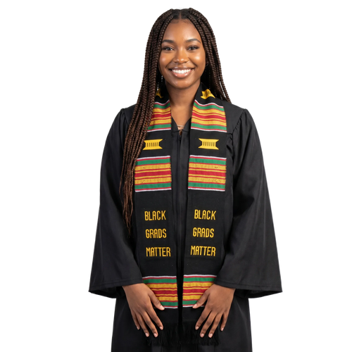 Black Grads Matter Handwoven Kente Cloth Graduation Stole