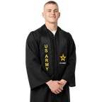 Black U.S. Army graduation stole with printed Army patch on satin for military honor recognition