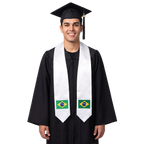 Brazil international patch graduation stole featuring a Brazil flag patch, perfect for graduation ceremonies and cultural celebrations.