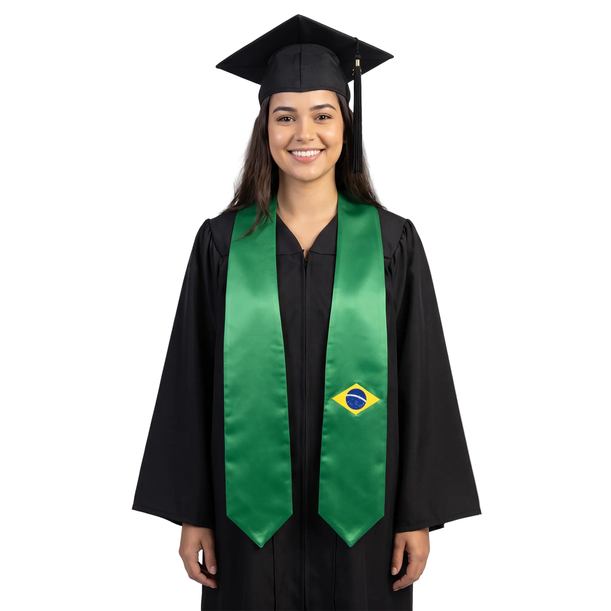 Brazil graduation stole featuring the Brazilian flag, perfect for graduation ceremonies and cultural celebrations.