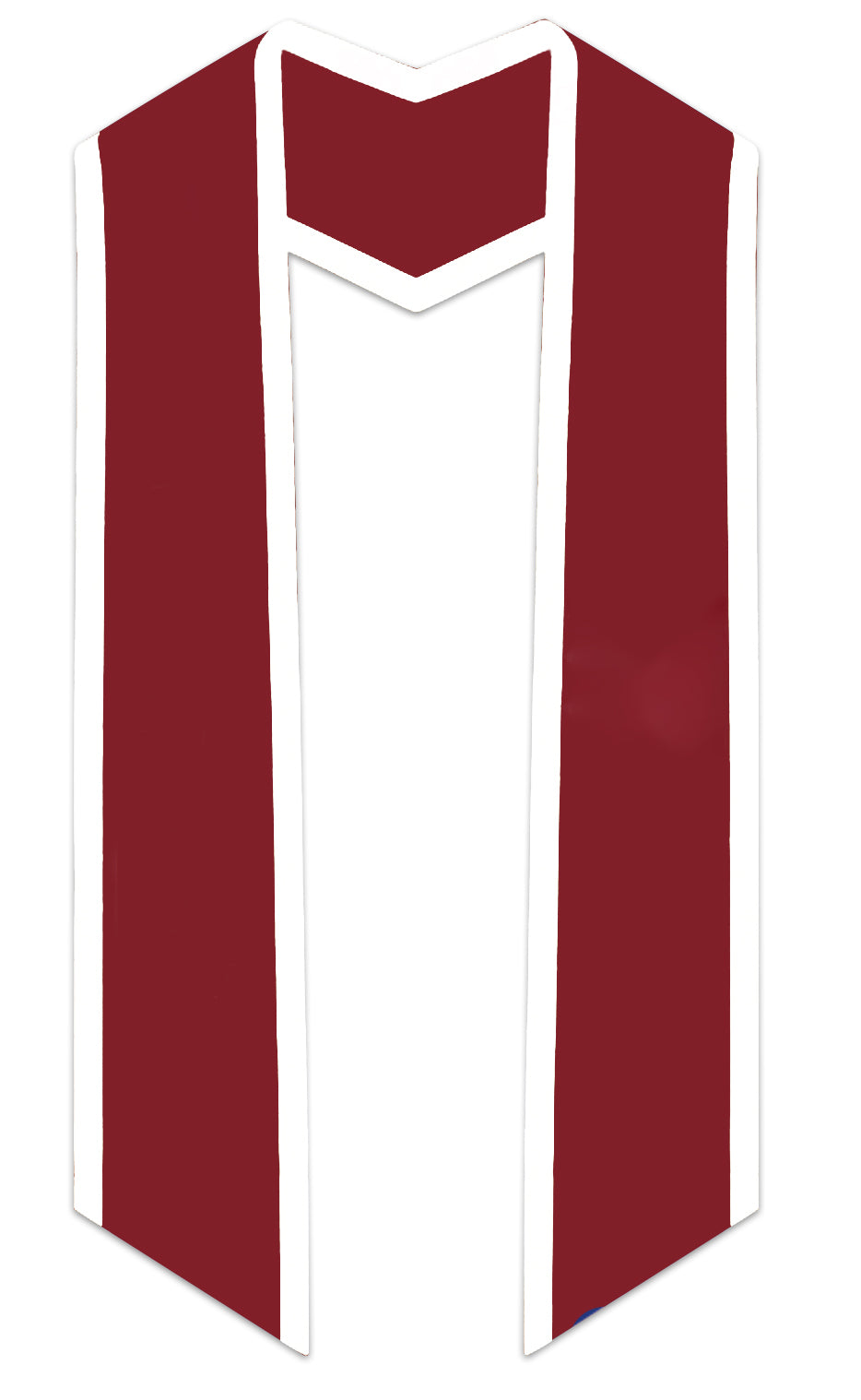 Crimson Slanted Graduation Stole with White Trim