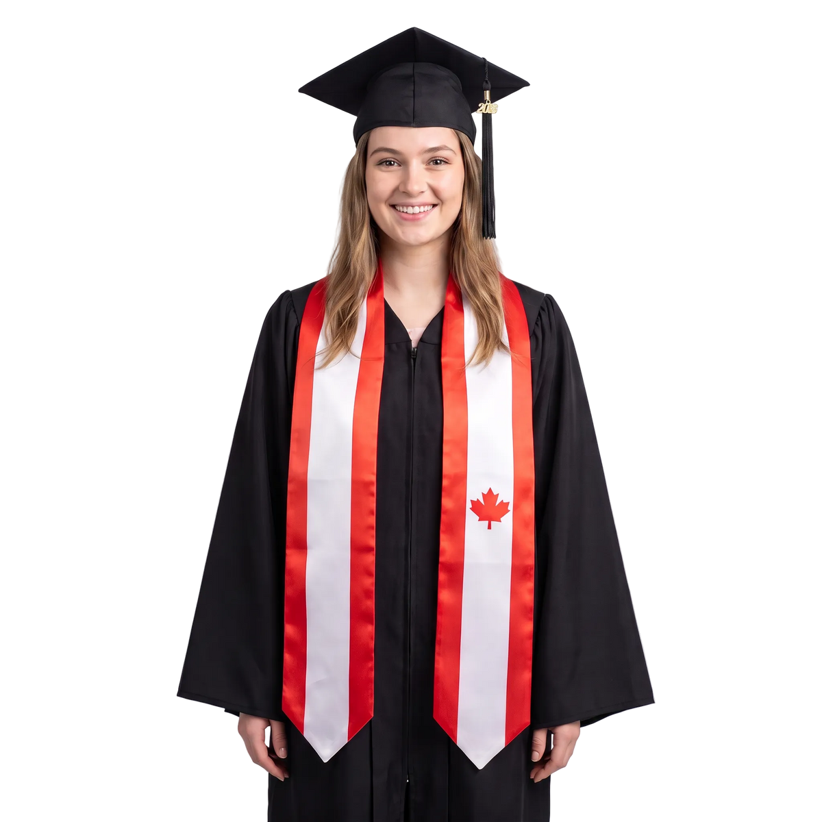 Canada graduation stole featuring the Canadian flag, perfect for graduation ceremonies and cultural celebrations.⠋