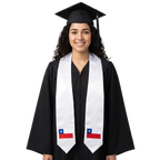 Chile international graduation stole featuring a Chilean flag patch, perfect for graduation ceremonies and cultural celebrations.⠋