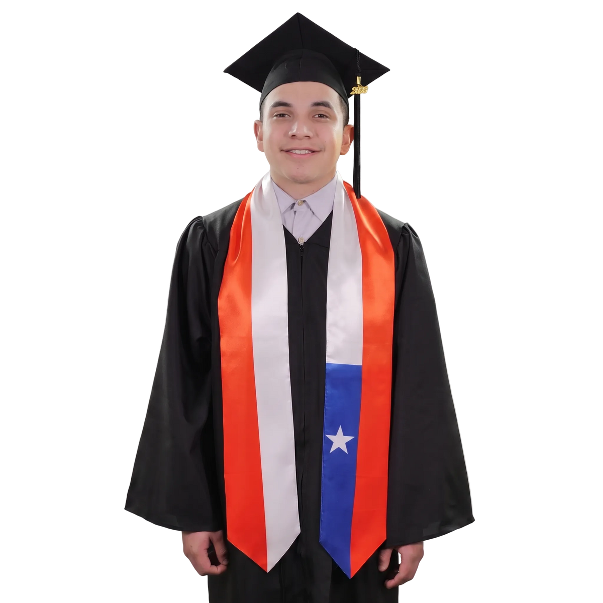 Chile graduation stole featuring the Chilean flag, perfect for graduation ceremonies and cultural celebrations.⠋