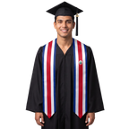 Costa Rica international patch graduation stole featuring a Costa Rican flag patch, perfect for graduation ceremonies and cultural celebrations.