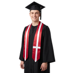 Denmark graduation stole featuring the Danish flag, perfect for graduation ceremonies and cultural celebrations.
