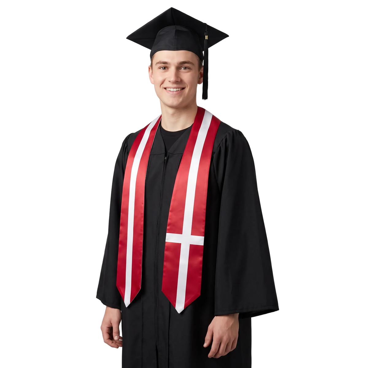 Denmark graduation stole featuring the Danish flag, perfect for graduation ceremonies and cultural celebrations.