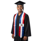 Dominican Republic graduation stole featuring the Dominican flag, perfect for graduation ceremonies and cultural celebrations.