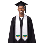 Ethiopia international graduation stole featuring an Ethiopian flag patch, perfect for graduation ceremonies and cultural celebrations.