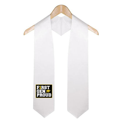 White First Gen Proud Graduation Stole