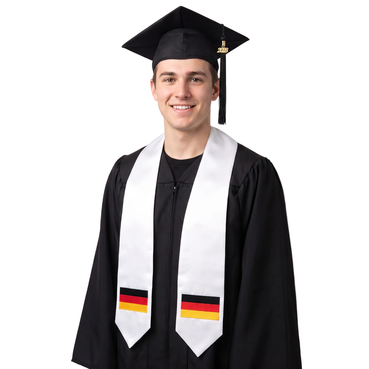 Germany international patch graduation stole featuring a German flag patch, perfect for graduation ceremonies and cultural celebrations.