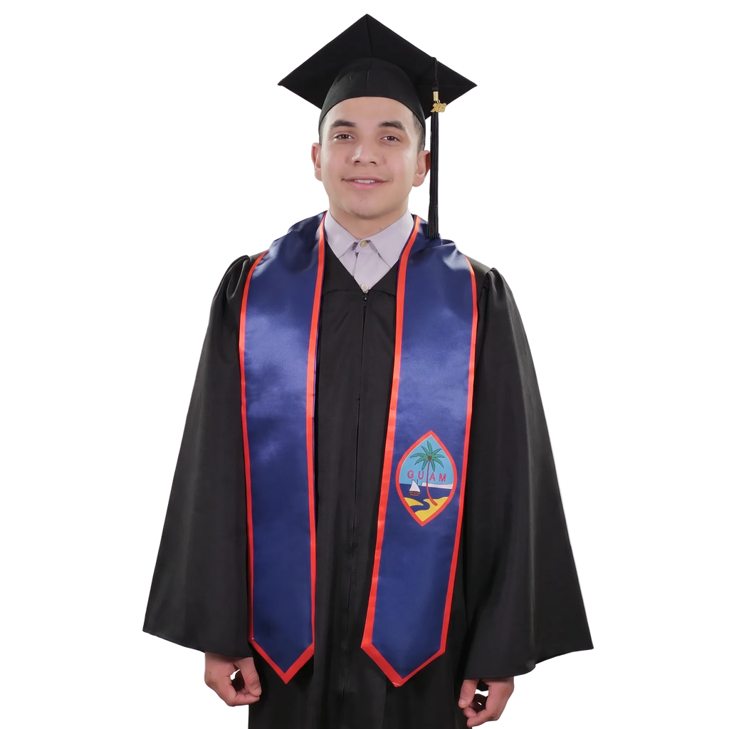 Guam graduation stole featuring the Guam flag, perfect for graduation ceremonies and cultural celebrations.⠋