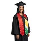 Guyana graduation stole featuring a Guyanese flag sash, perfect for graduation ceremonies and cultural celebrations.⠋