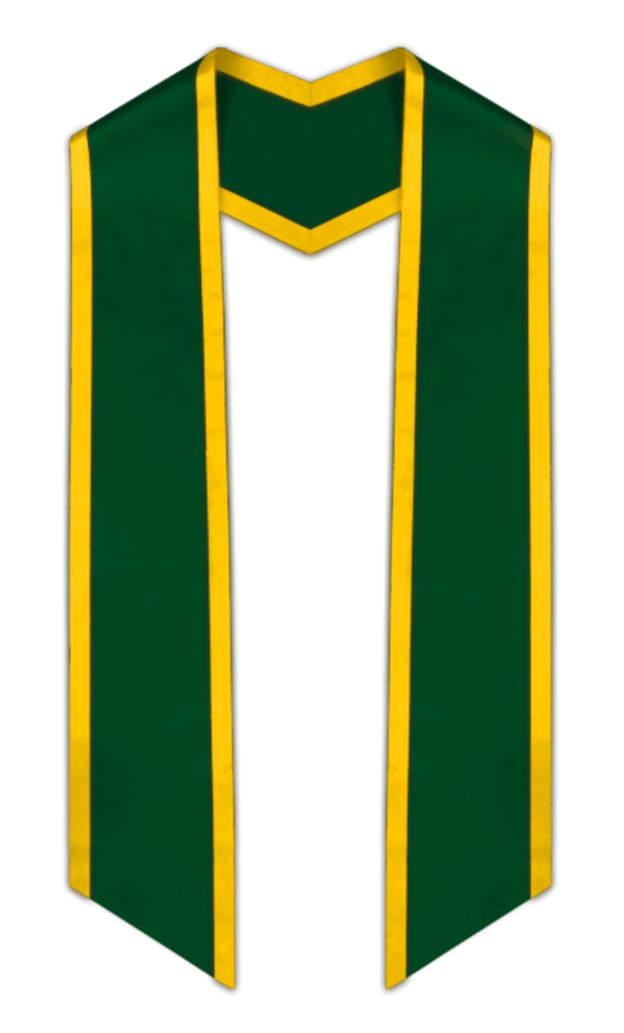 Hunter Green Slanted Graduation Stole with Gold Trim – Stoles Canada