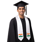 India international graduation stole featuring an Indian flag patch, perfect for graduation ceremonies and cultural celebrations.