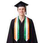 Ireland graduation stole featuring an Irish flag sash, perfect for graduation ceremonies and cultural celebrations.