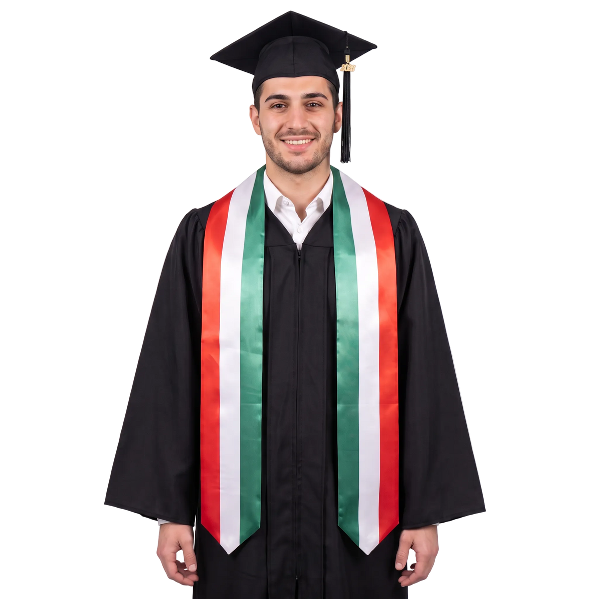 Italy graduation stole featuring the Italian flag, perfect for graduation ceremonies and cultural celebrations.