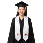 Japan international graduation stole featuring a Japanese flag patch, perfect for graduation ceremonies and cultural celebrations.