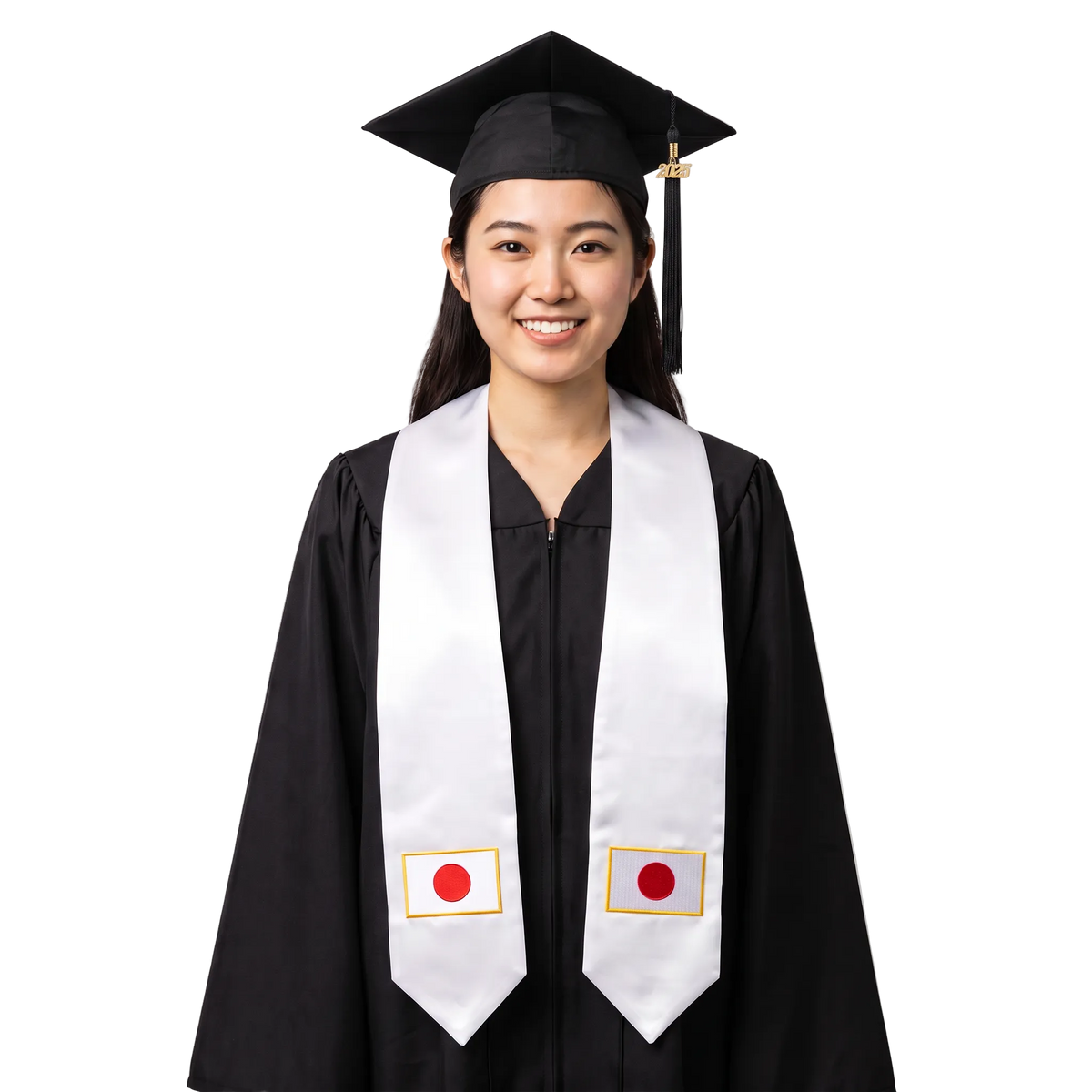 Japan international graduation stole featuring a Japanese flag patch, perfect for graduation ceremonies and cultural celebrations.