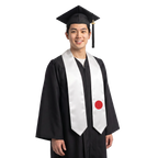 Japan international patch graduation stole featuring a Japanese flag patch, perfect for graduation ceremonies and cultural celebrations.