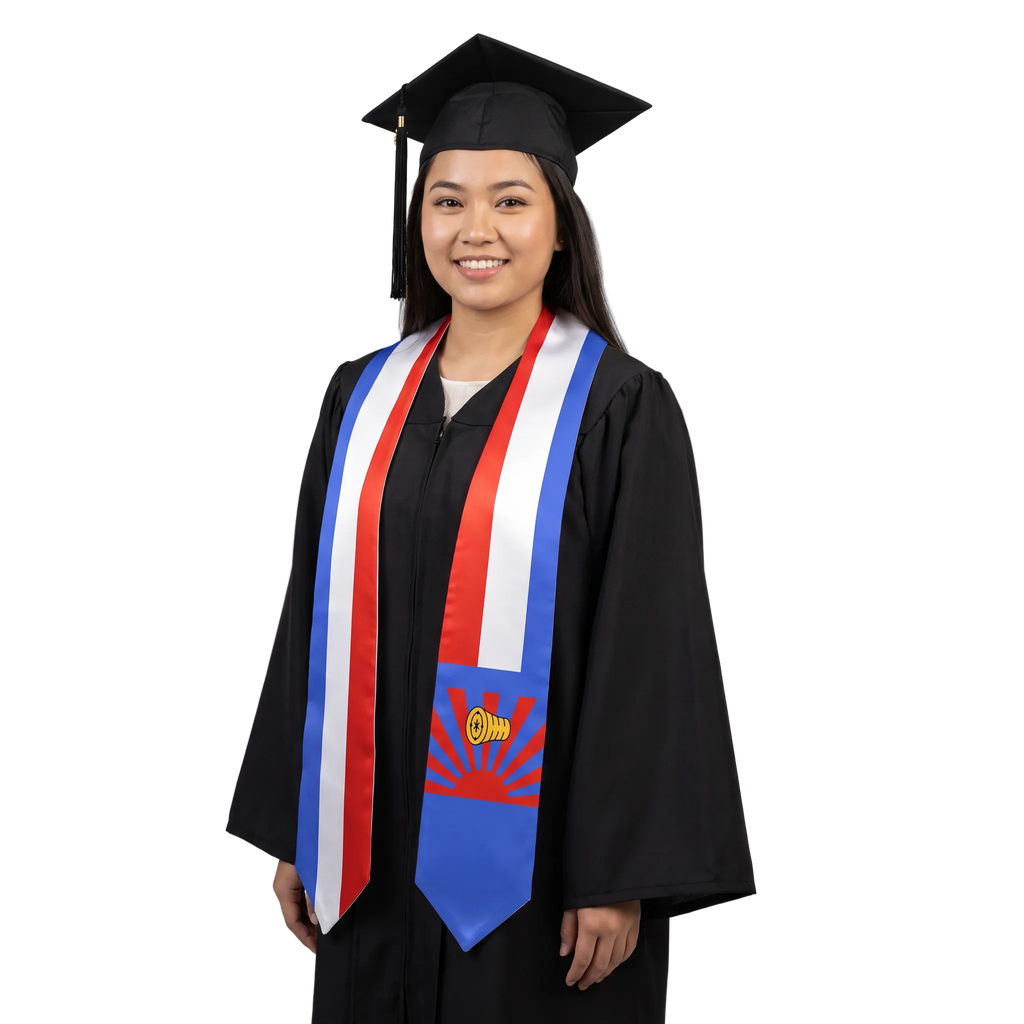 Karen Nation graduation stole featuring the Karen flag, perfect for graduation ceremonies and cultural celebrations.