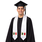 Mexico international graduation stole featuring a Mexican flag patch, perfect for graduation ceremonies and cultural celebrations.⠋