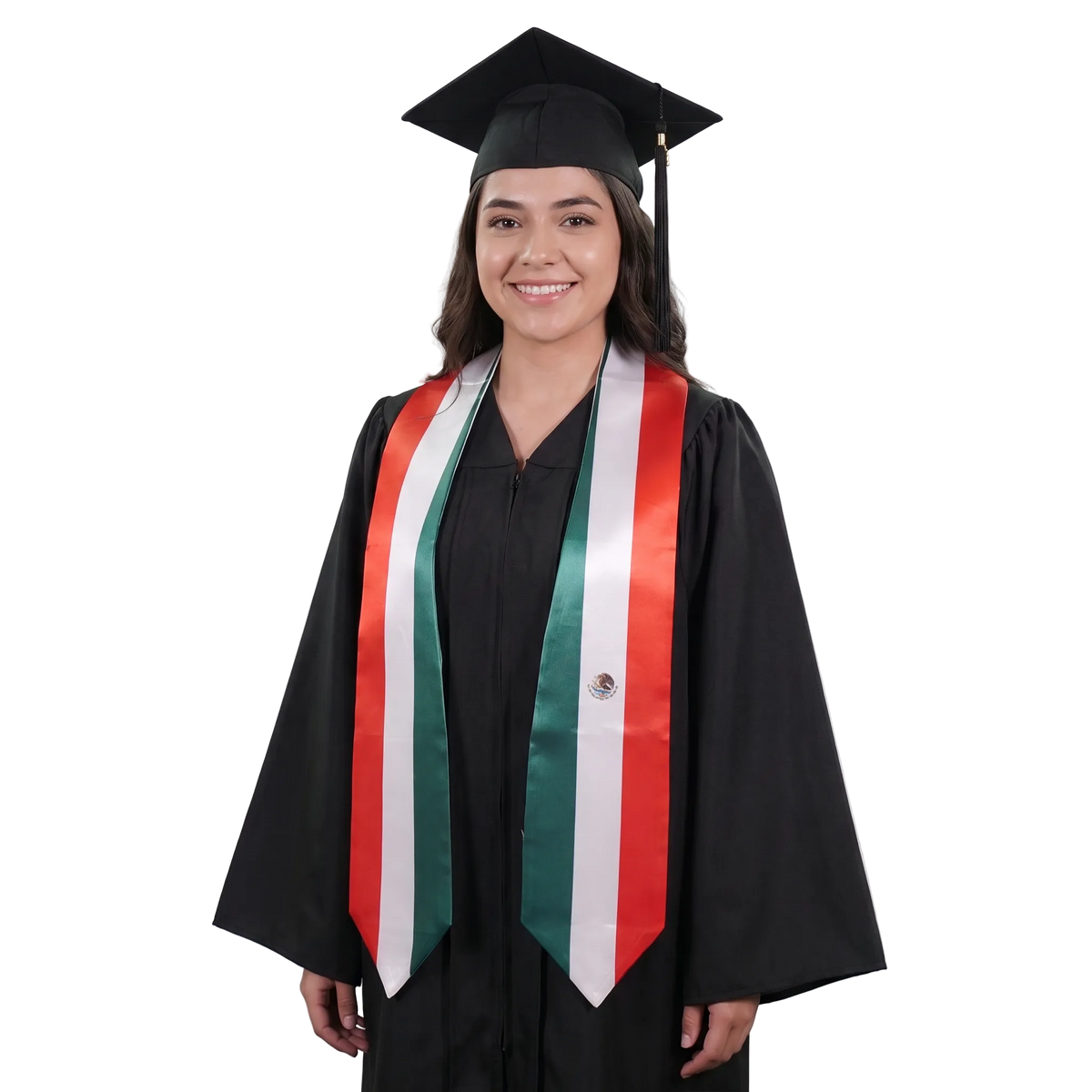 Mexico graduation stole featuring the Mexican flag, perfect for graduation ceremonies and cultural celebrations.