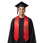 Morocco graduation stole featuring the Moroccan flag, perfect for graduation ceremonies and cultural celebrations.⠋