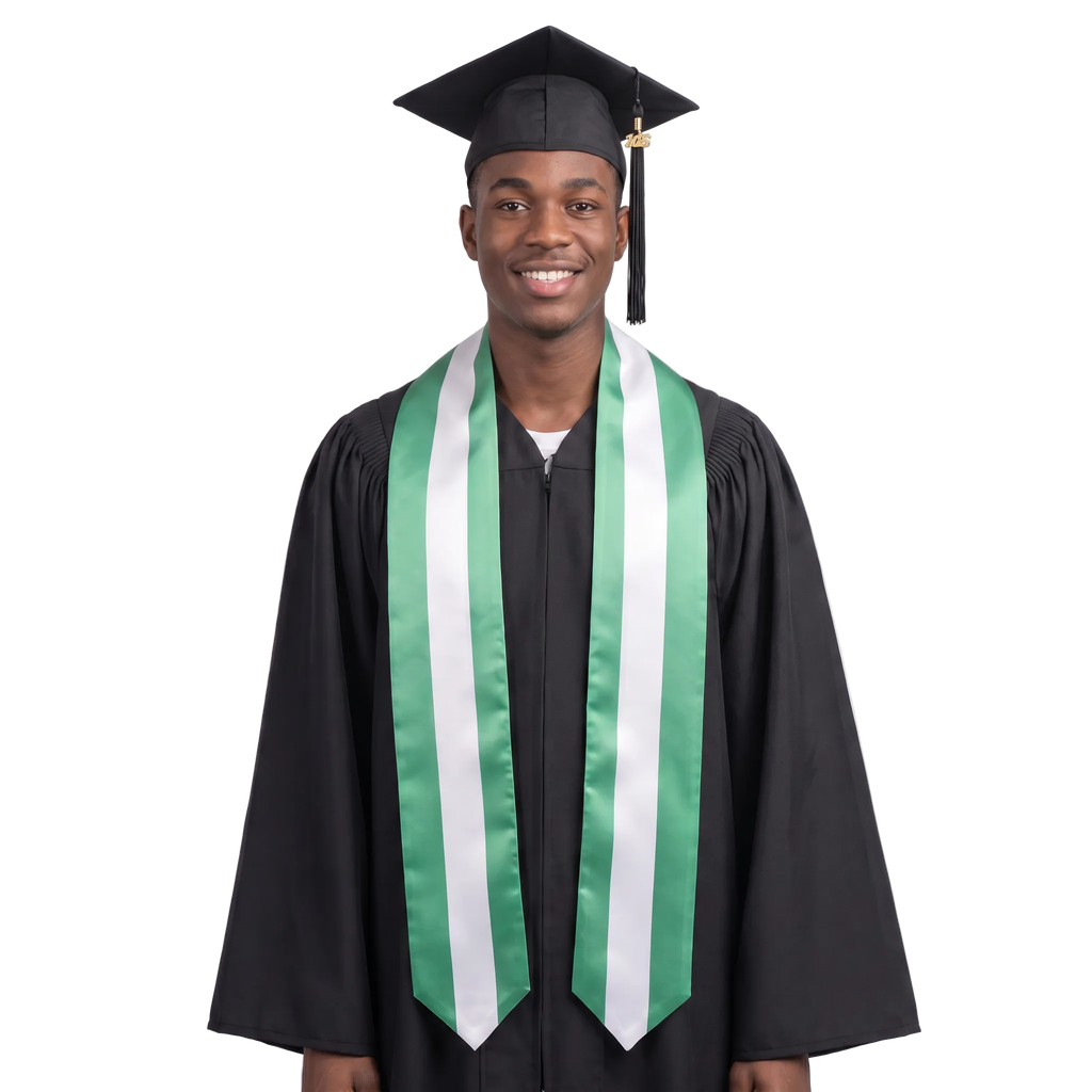 Nigeria graduation stole featuring a Nigerian flag sash, perfect for graduation ceremonies and cultural celebrations.