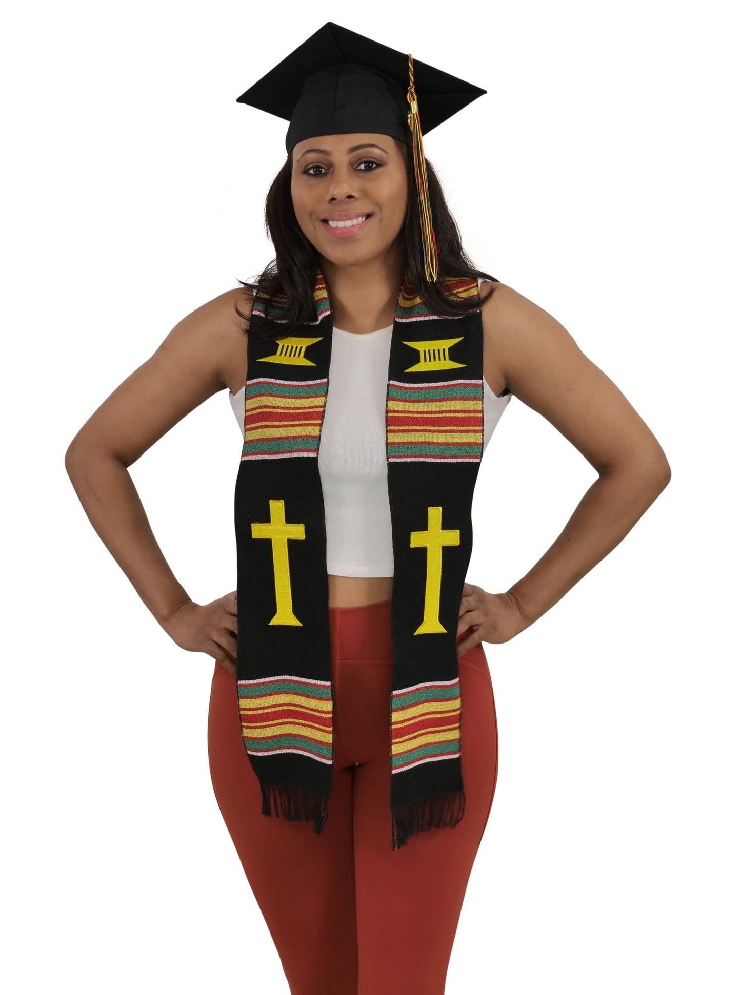 Christian Cross Kente Cloth Graduation Stole