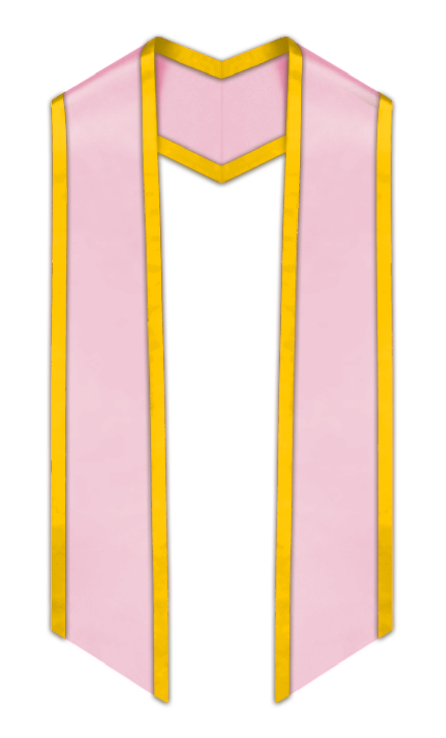 Pink Slanted Graduation Stole with Gold Trim