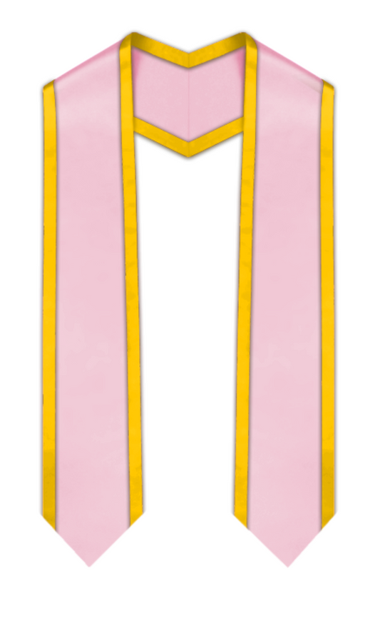 Pink Pointed Graduation Stole with Gold Trim