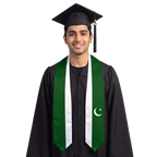 Pakistan graduation stole featuring the Pakistani flag, perfect for graduation ceremonies and cultural celebrations.⠋