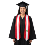 Peru international patch graduation stole featuring a Peruvian flag patch, perfect for graduation ceremonies and cultural celebrations.