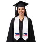 Philippines international graduation stole featuring a Philippine flag patch, perfect for graduation ceremonies and cultural celebrations.⠋
