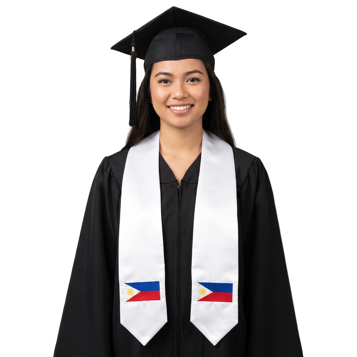 Philippines international graduation stole featuring a Philippine flag patch, perfect for graduation ceremonies and cultural celebrations.⠋