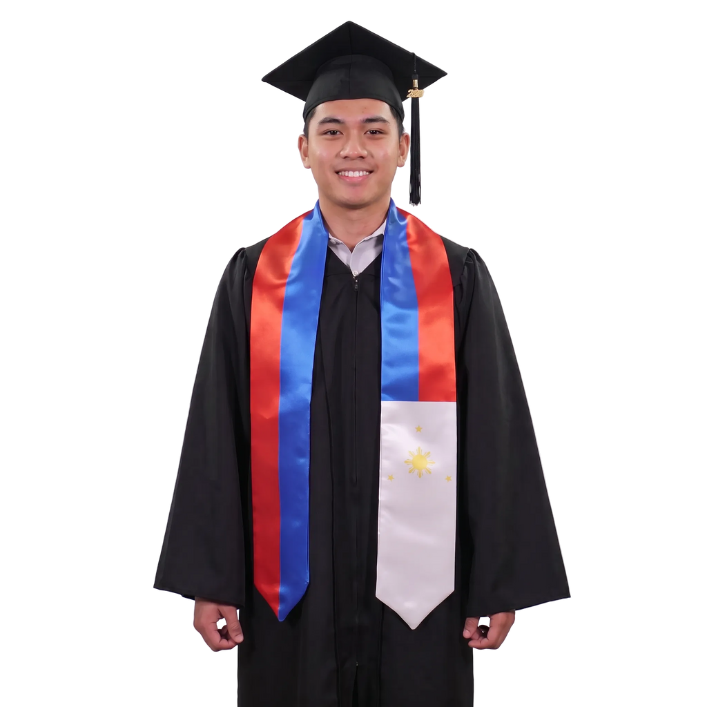 Philippines graduation stole featuring the Philippine flag, perfect for graduation ceremonies and cultural celebrations.